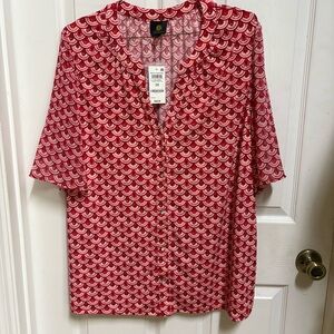 JM Collection Pink and Cream Patterned Top
